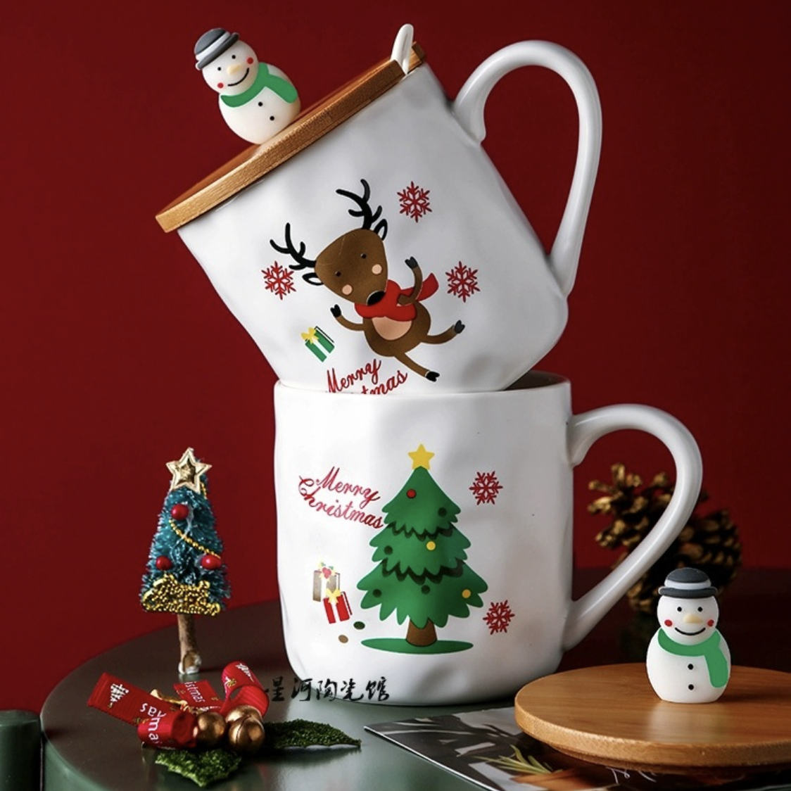 Christmas Cup With Wooden Lid