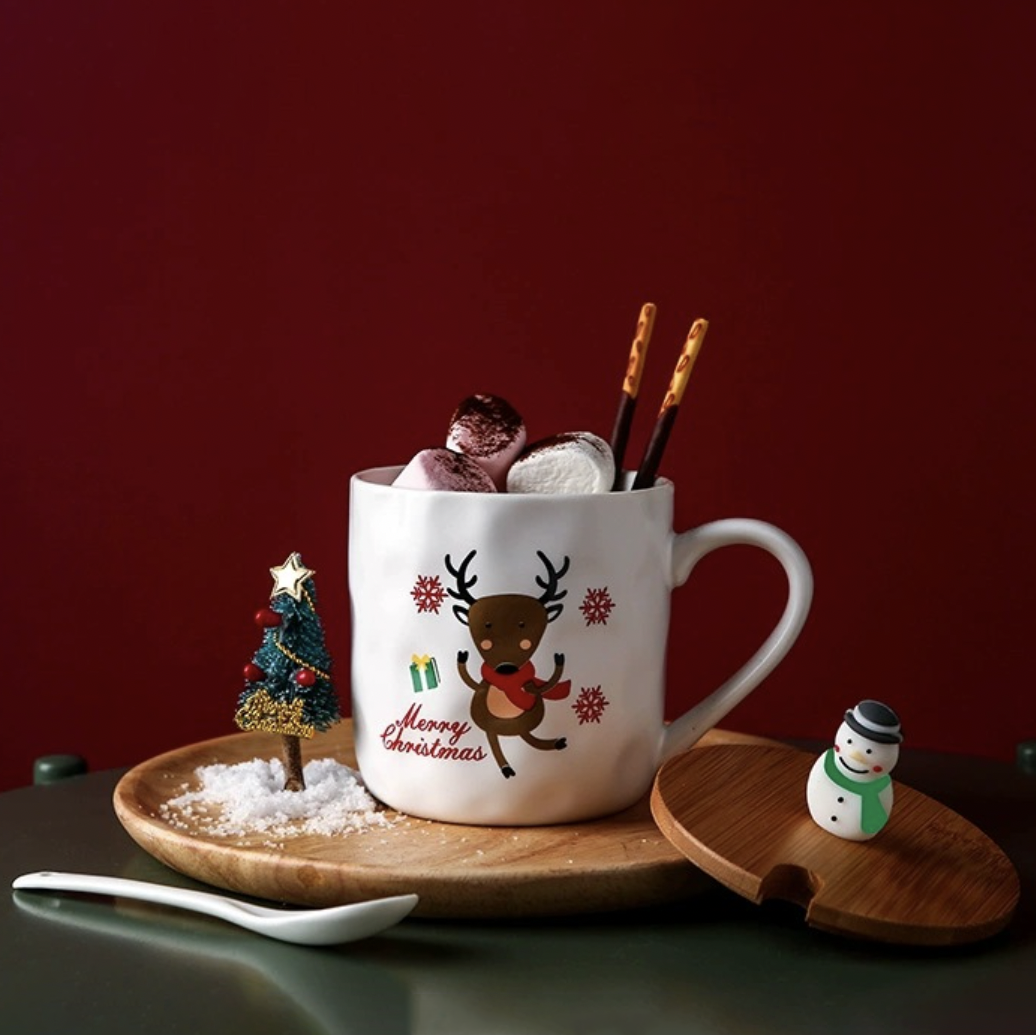 Christmas Cup With Wooden Lid