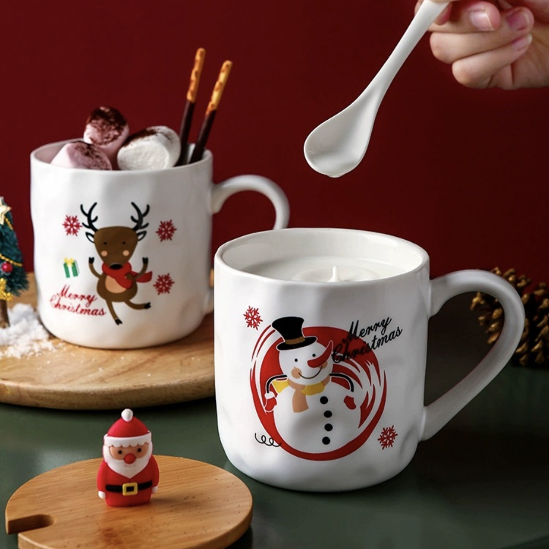 Christmas Cup With Wooden Lid