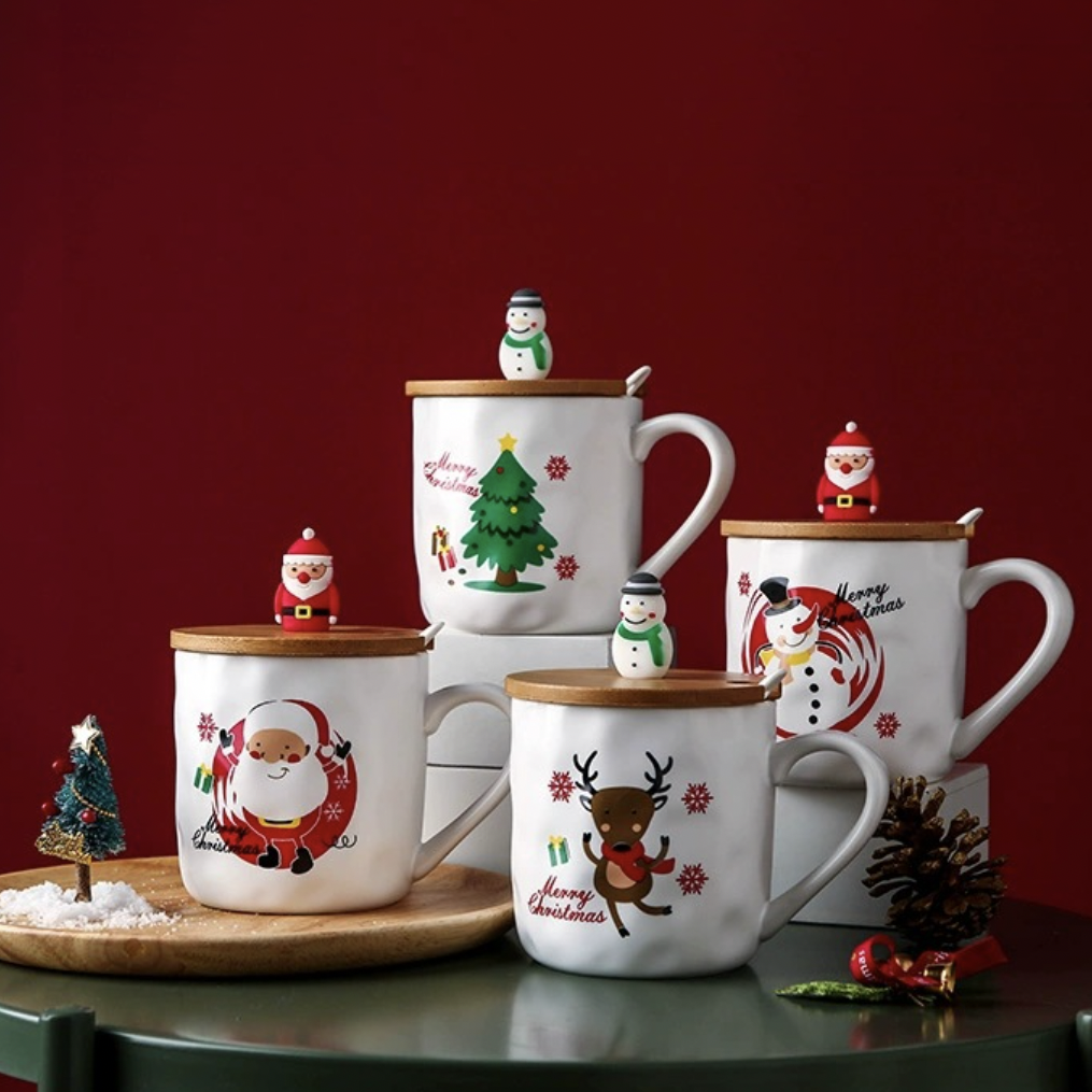 Christmas Cup With Wooden Lid