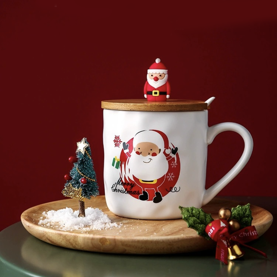 Christmas Cup With Wooden Lid