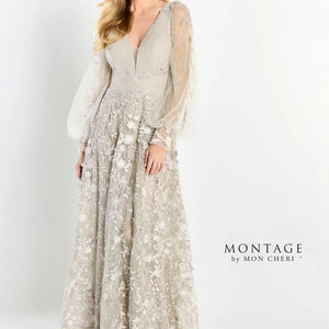 Montage M2201 A Line Gown Long Allover Lace Formal Dress