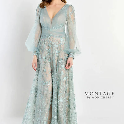Montage M2201 A Line Gown Long Allover Lace Formal Dress