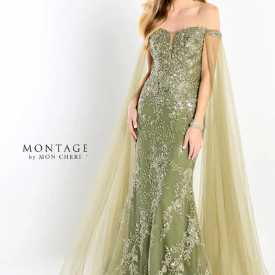 Montage M2204 Beaded A Line Gown Long Evening Formal Dress
