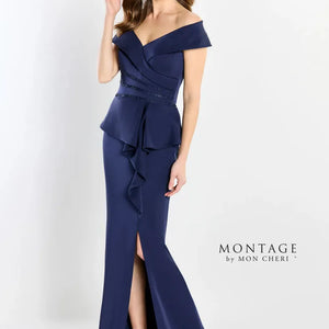 Montage M2209 Long Fit Peplum Formal Evening Dress