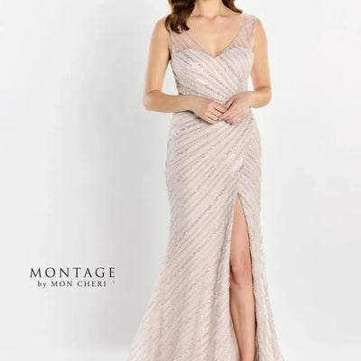 Montage M2216 Long Sequin High Slit Formal Dress