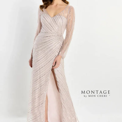 Montage M2216 Long Sequin High Slit Formal Dress