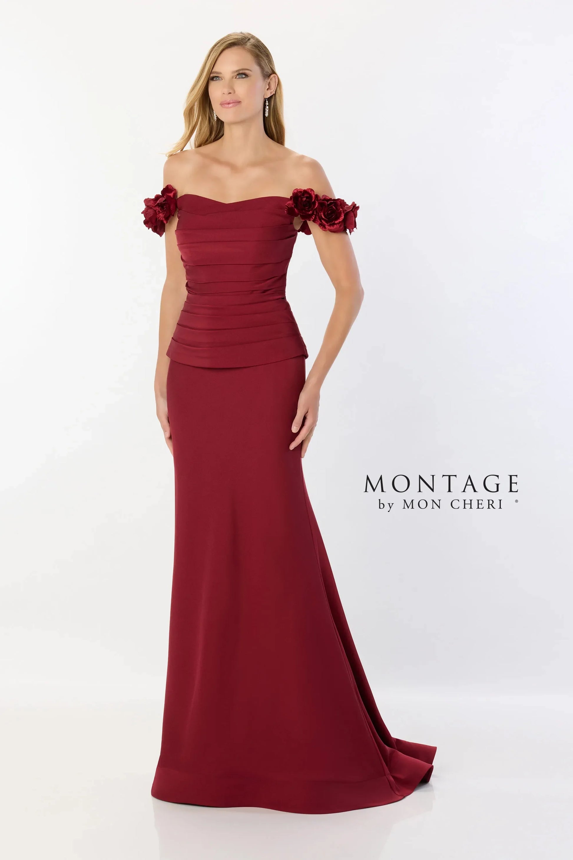 Montage M2242 Pleated Long Formal Mermaid Evening Dress