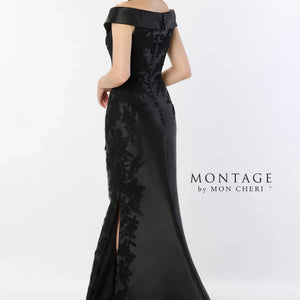 Montage M2243 Lace Applique Long Removable Sleeve Formal Dress