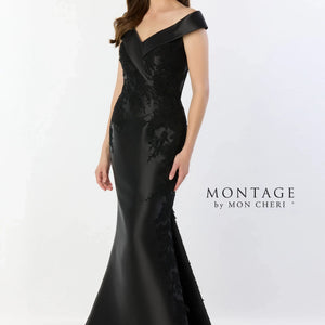 Montage M2243 Lace Applique Long Removable Sleeve Formal Dress