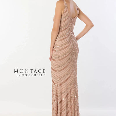 Montage M2244 Long Fitted Sequin Detachable Sleeve Formal Dress