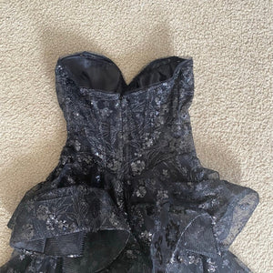 Tulle Strapless A-line Layered Slit Gown by Jovani 38528