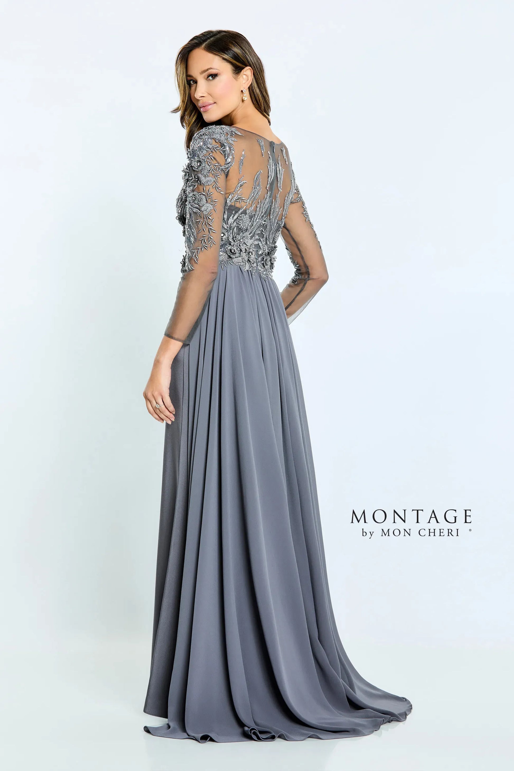 Montage M509 Long Sleeve Formal Beaded Evening Dress