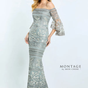 Montage M514 Formal Beaded Lace Long Fitted Evening Dress