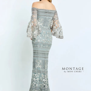Montage M514 Formal Beaded Lace Long Fitted Evening Dress