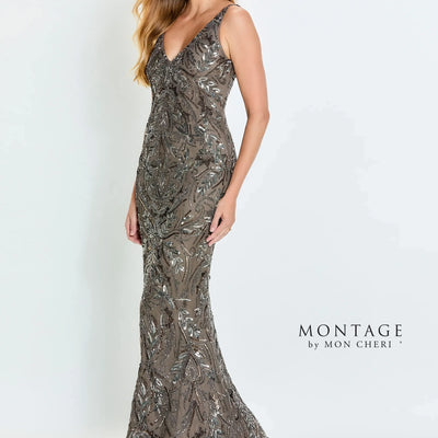 Montage M531 Beaded Sequin Long Formal Fitted Evening Dress