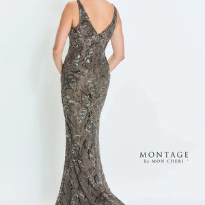 Montage M531 Beaded Sequin Long Formal Fitted Evening Dress