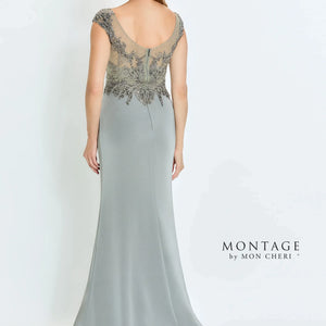Montage M532 Long Pleated Formal Beaded Slit Evening Dress
