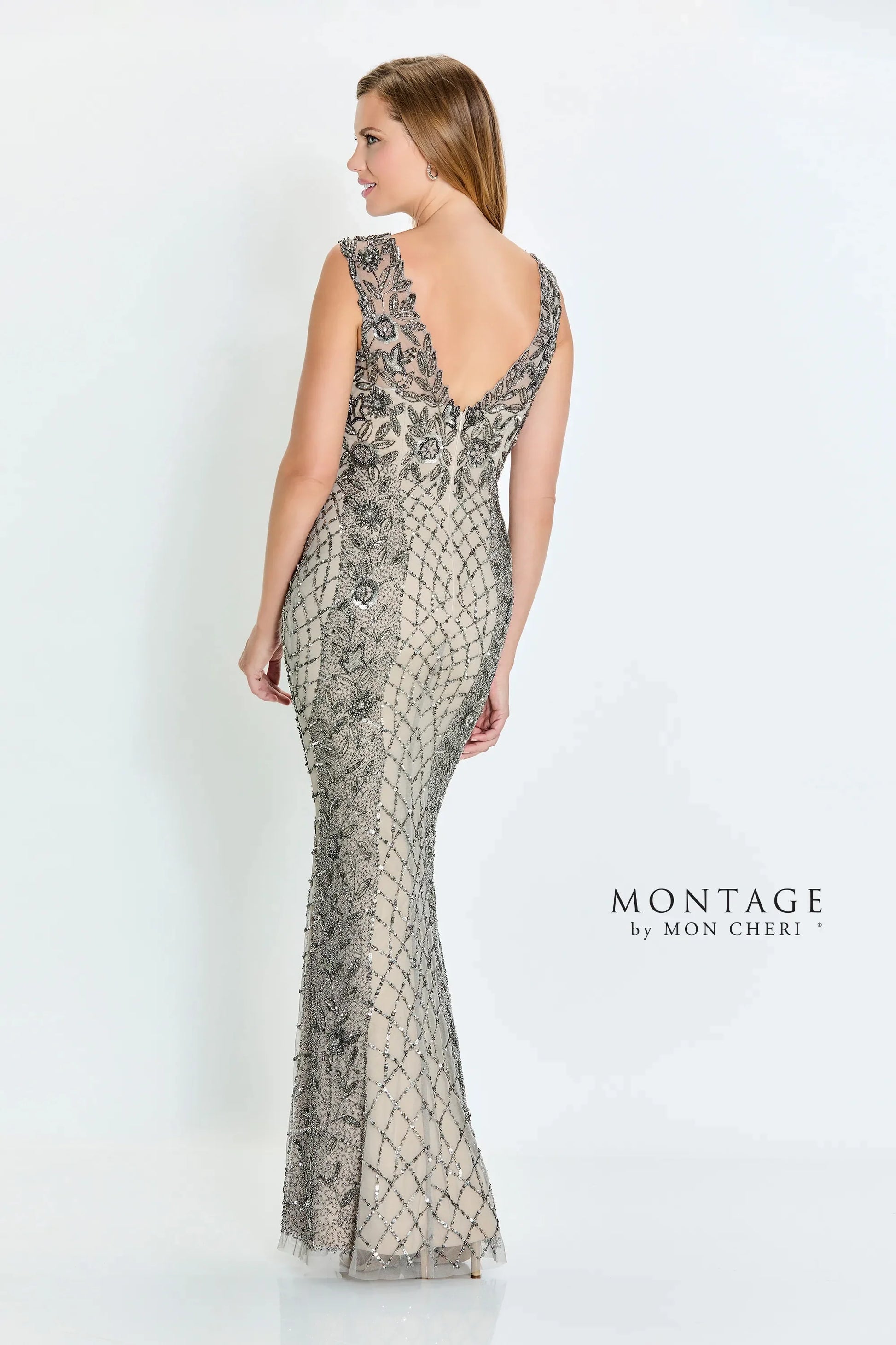 Montage M533 Formal Long Beaded Sequin Evening Dress