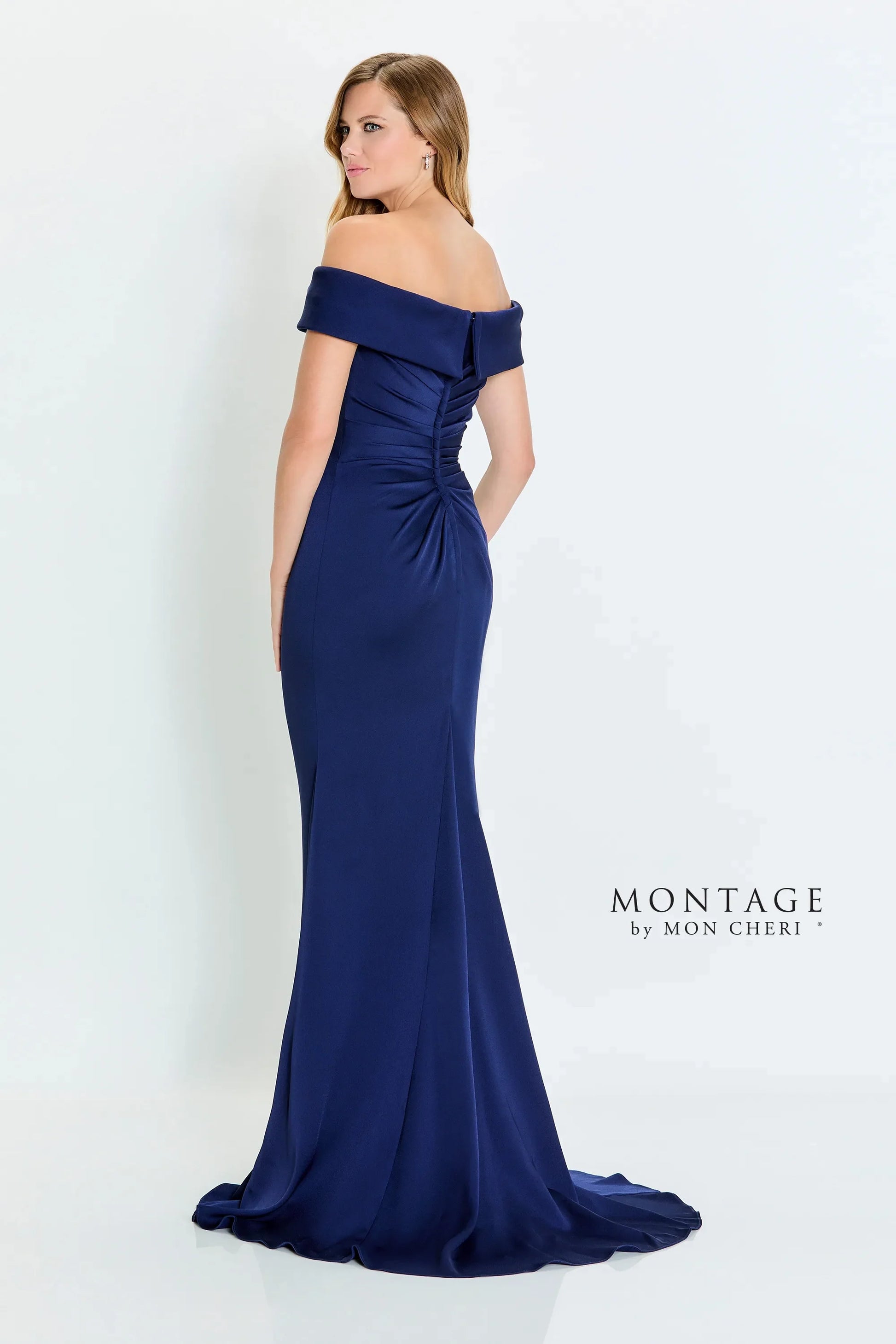 Montage M535 Long Formal Beaded Lace Applique Evening Dress