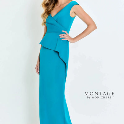 Montage M537 Fitted Long Formal Pleated Evening Dress