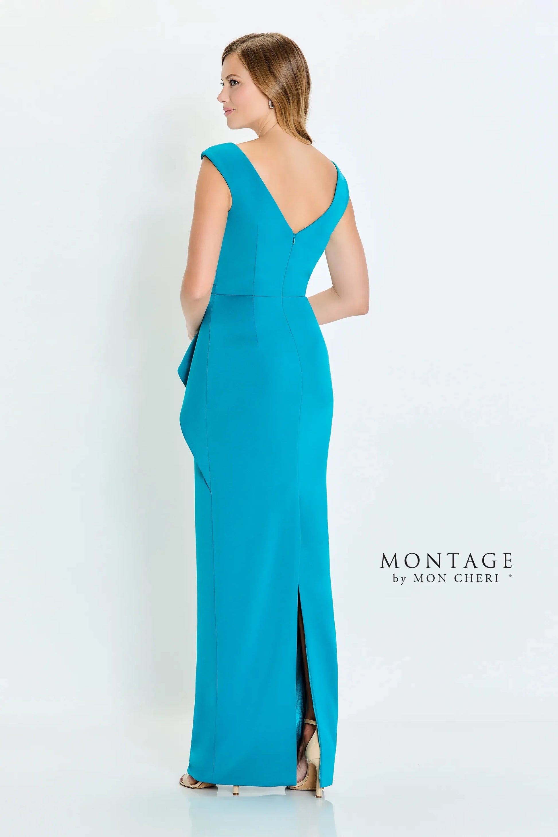 Montage M537 Fitted Long Formal Pleated Evening Dress