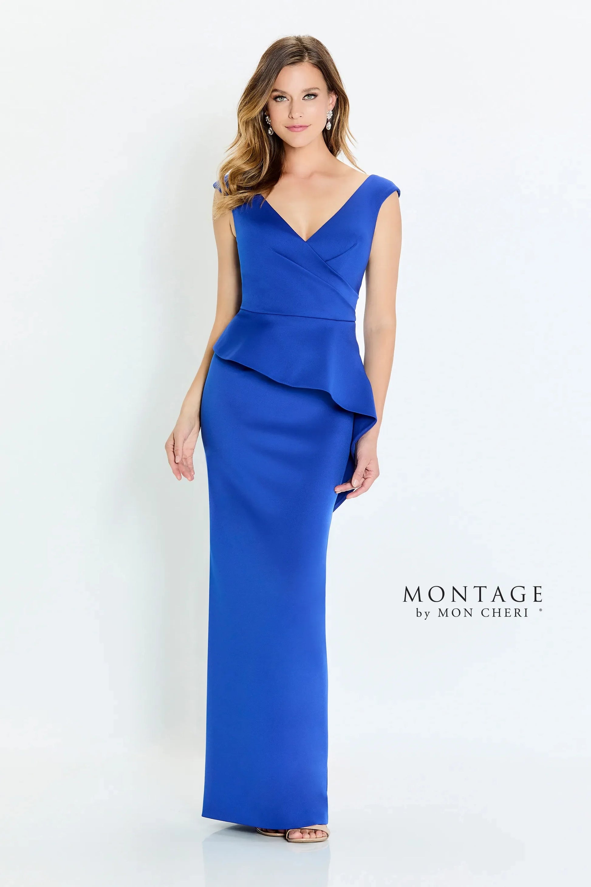 Montage M537 Fitted Long Formal Pleated Evening Dress