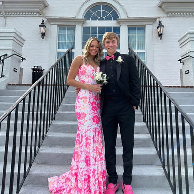 Sequin Print Fitted Sleeveless Gown by Jovani 08257