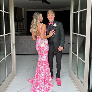 Sequin Print Fitted Sleeveless Gown by Jovani 08257