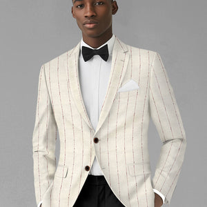 Maestro Trossi Purple Stripe Linen Wool Jacket
