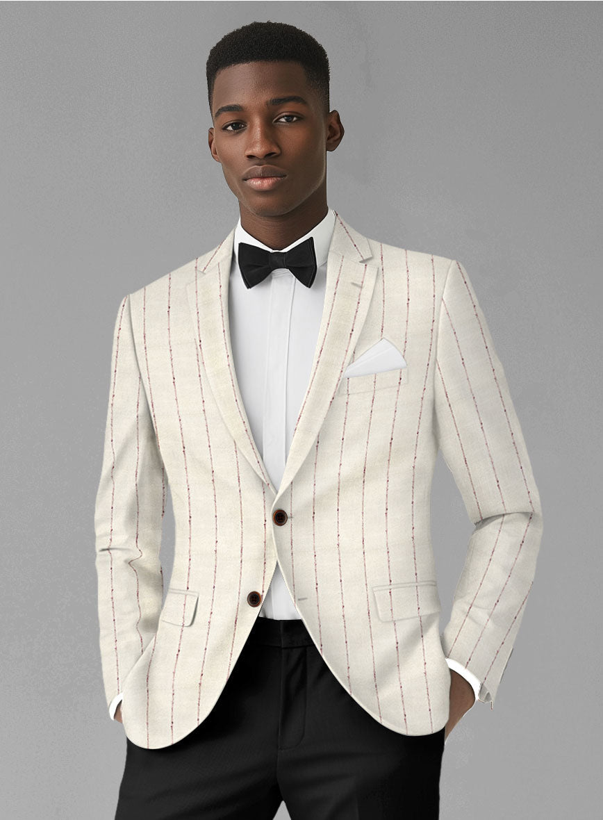 Maestro Trossi Purple Stripe Linen Wool Jacket