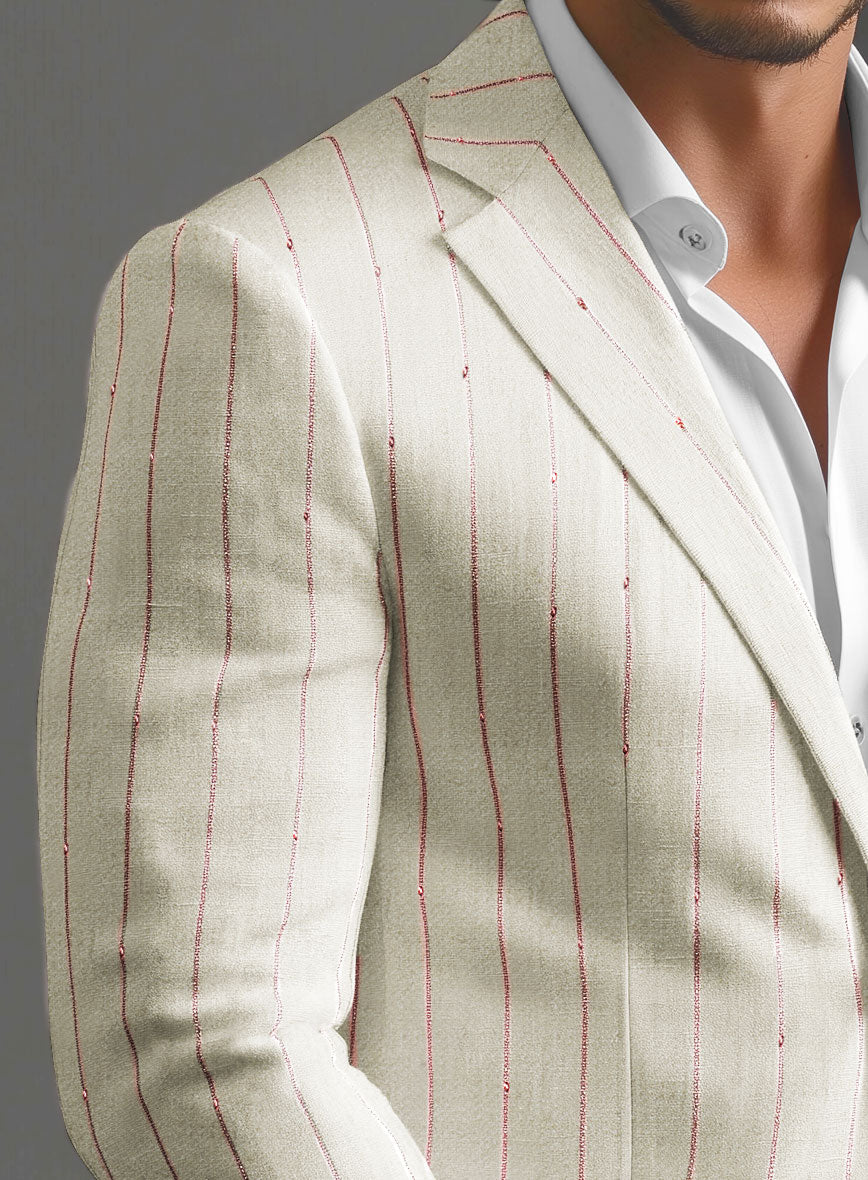 Maestro Trossi Purple Stripe Linen Wool Jacket
