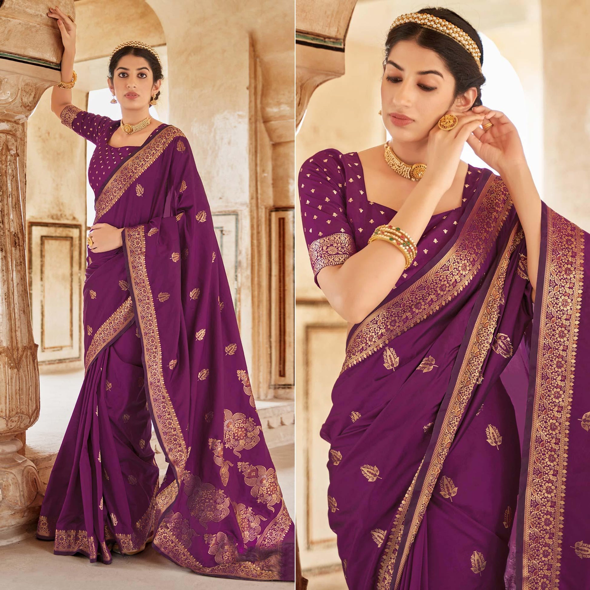 Maganta Festive Wear Woven Banarasi Silk Saree