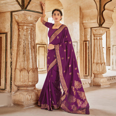 Maganta Festive Wear Woven Banarasi Silk Saree
