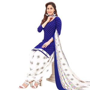 Magenta & Blue Casual Wear Printed Crepe Patiala Dress Material - Pack Of 2