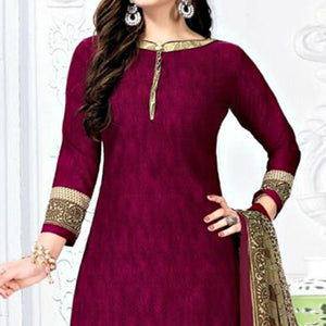 Magenta Casual Wear Crepe Patiala Dress Material