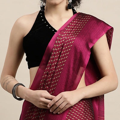 Magenta Casual Wear Printed Art Silk Saree