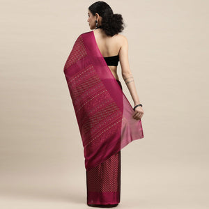 Magenta Casual Wear Printed Art Silk Saree