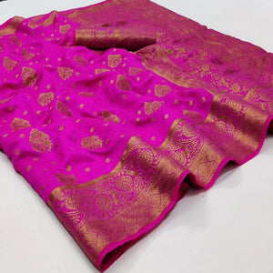 Magenta Festive Wear Woven Soft Silk Saree