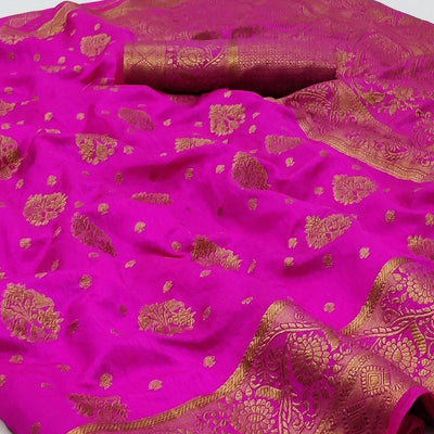 Magenta Festive Wear Woven Soft Silk Saree