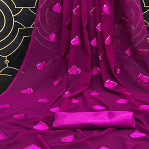 Magenta Partywear Diamond Sequins Georgette Saree