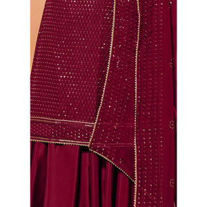 Magenta Partywear Sequins & Thread Embroidered Pure Georgette Palazzo Suit