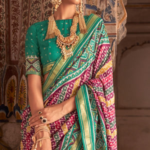 Magenta Patola Printed Art Silk Saree