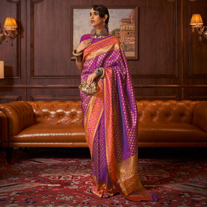 Magenta Pink Woven Art Silk Saree