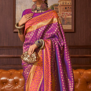 Magenta Pink Woven Art Silk Saree