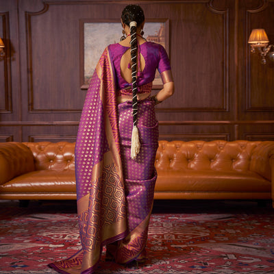 Magenta Pink Woven Art Silk Saree