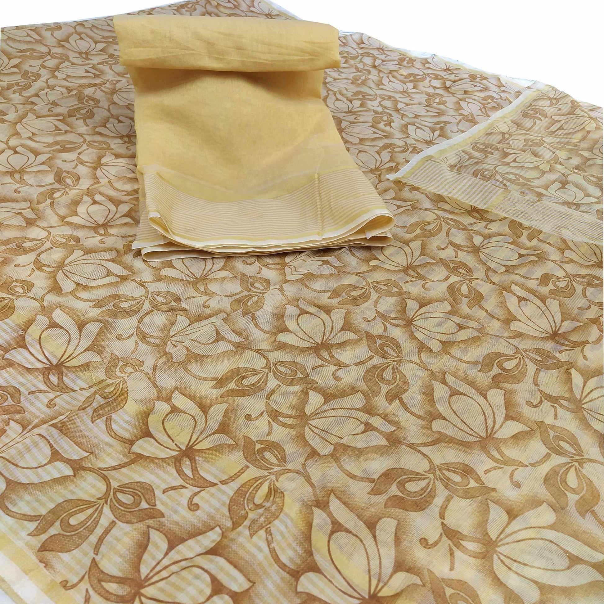 Magnetic Beige Colored Casual Wear Floral Printed Net Saree