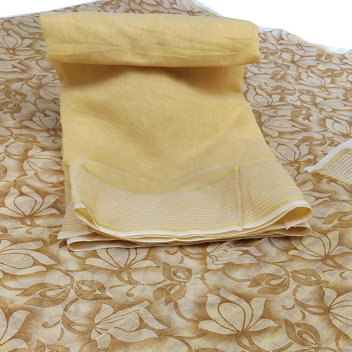 Magnetic Beige Colored Casual Wear Floral Printed Net Saree