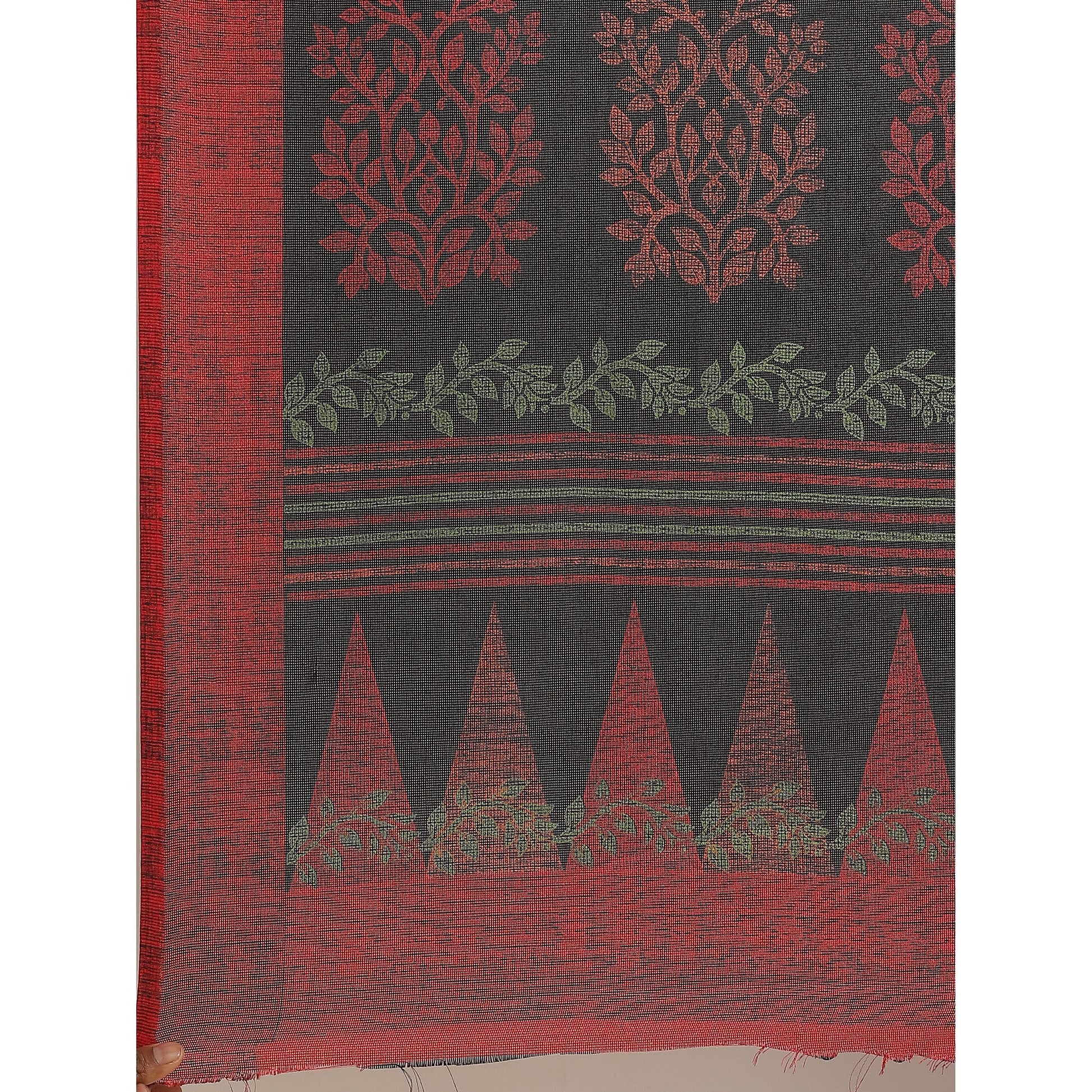 Magnetic Black Colored Casual Wear Printed Silk Blend Saree