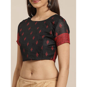 Magnetic Black Colored Casual Wear Printed Silk Blend Saree